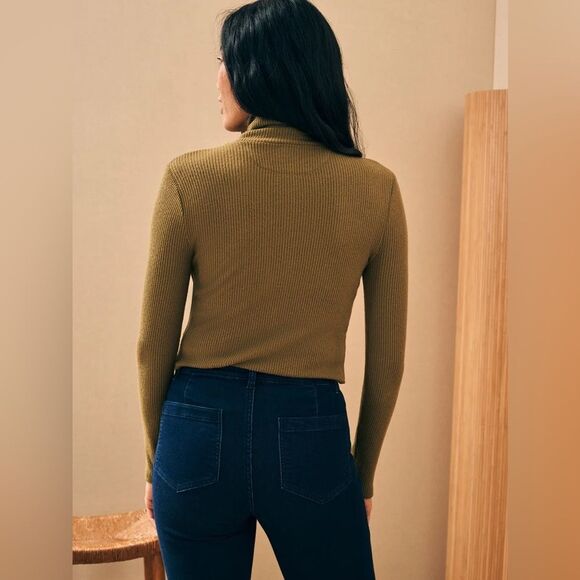 Faherty Legend Ribbed Turtleneck Green Size XS - Picture 3 of 10